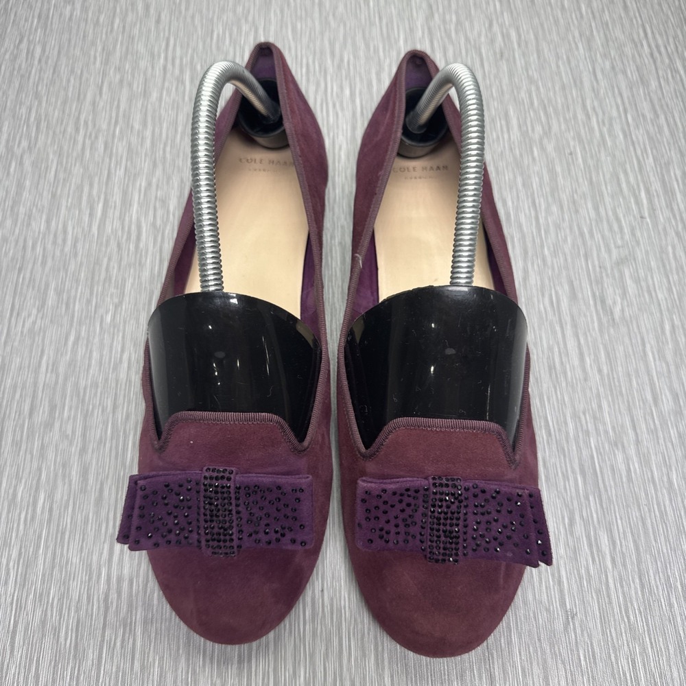 Cole Haan Women's Purple Suede Ballet Flats Bow Loafers Grand OS Size 9.5 B